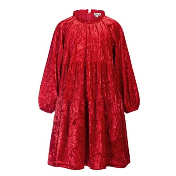 Danna Belle Girl Velvet Party Dress Crewneck Shiny A-Line Midi Dresses 5-6Years - Picture 1 of 6
